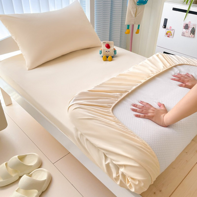 純色防水床笠 嬰兒可用防滑全包床罩