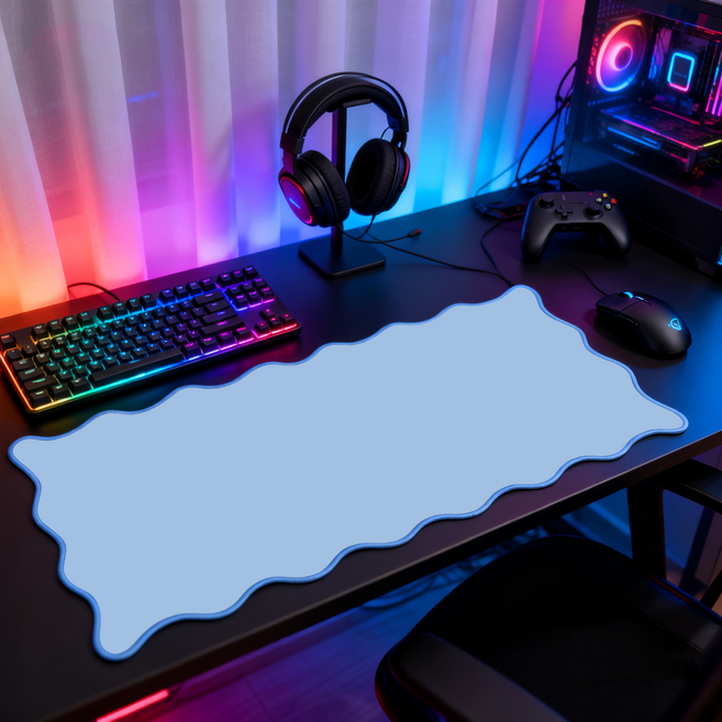 물결 놀이 꾸며요. 테이블 매트 400x900x2MM, 1개, 푸른 색