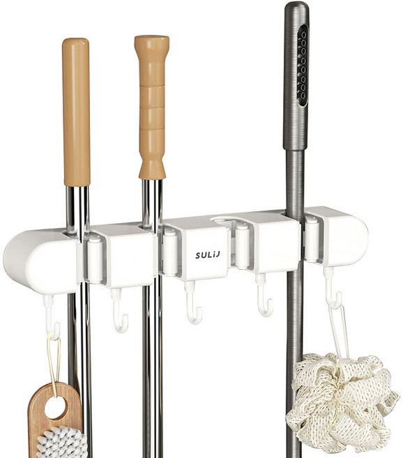 마벨인홈 고급 무타공 멀티 청소 도구걸이 후크, 화이트, 1개