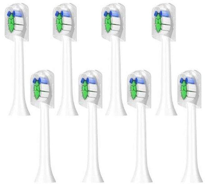 필립스 소닉케어 다이아몬드클린 HX3/HX6/HX9 시리즈용 브러시 헤드 전동 칫솔 HX6066/71 소프트 듀폰 노즐에 적합 8 개, 1)6064white-8