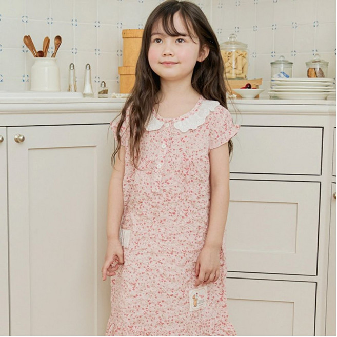 국산 무형광 로제 아동 원피스 잠옷 공주 여름 인견 여아 키즈 주니어 어린이 초등 학생 선물 파자마