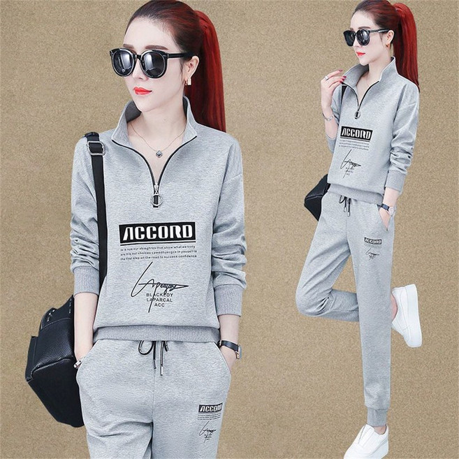 besteffie 츄리닝세트 여성용 긴팔 상의 편안한 트레이닝 팬츠 봄 가을 운동복세트 E88