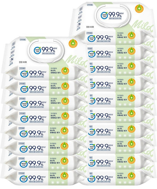 깨끗한나라 클린 손소독티슈 마일드 캡형 60매 18개