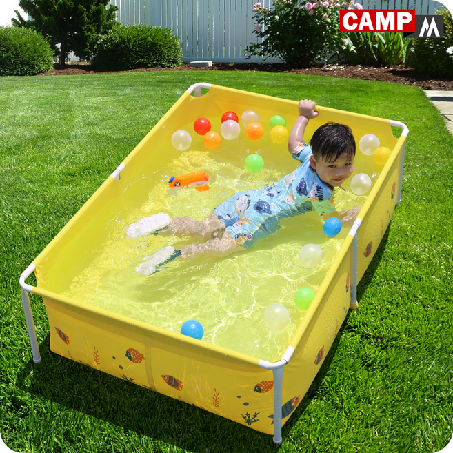 캠프엠 여름 물놀이 미니 풀장 유아 사각 베란다 수영장 소형 어린이 어른용 튜브 이동식 기둥 용품 프레임 실내 가정용 강아지 아기 볼풀장 놀이방 R_54 135X95X40@65AB, 1개