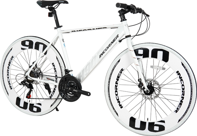 서전트 인코너 H90D 하이브리드 자전거 시마노 21단 700C 중학생 입문용 완조립, 인코너 H90D 500(시트튜브길이), 화이트블랙, 1개