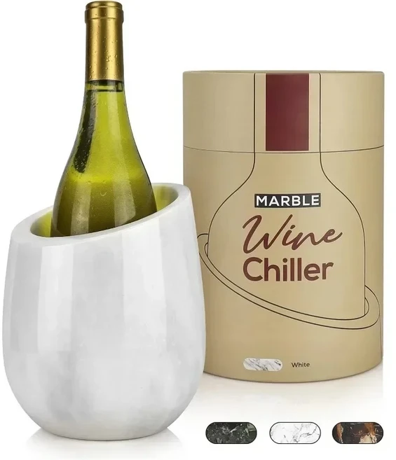 대리석 와인 냉각기 버킷 - 750ml 병 쿨러 샴페인 파티 주방 바 카트 장식, 01 WHITE