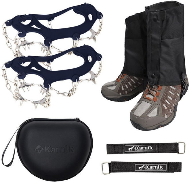 카르닉 등산 아이젠 고강도 체인 이중벨크로, 24P아이젠(블랙)+미니스패츠(블랙)