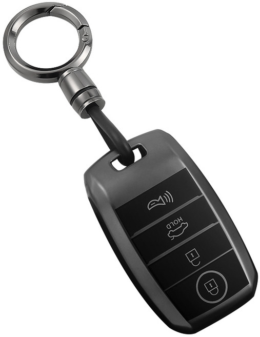 HAKO 메탈릭 TPU 차키케이스+키홀더 (기아호환 ), K-02, 메탈릭그레이