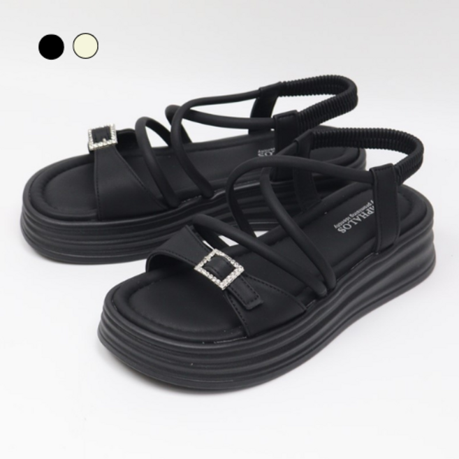 페조 여성 키높이 통굽 큐빅버클 발목 스트랩 샌들 PZSL-KC-OM1050