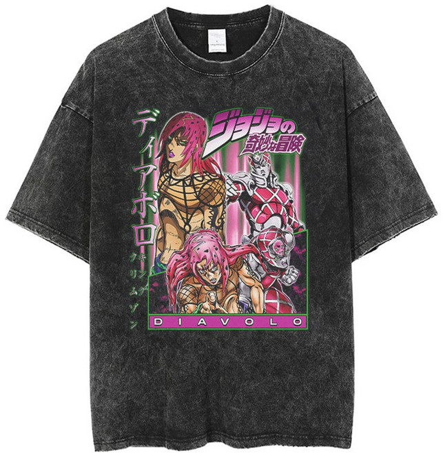 죠죠의 기묘한 모험 캐릭터 빈티지 반팔티 S-3XL 죠스타 디아볼로 죠타로 브란도 죠바나 요시카게 티셔츠