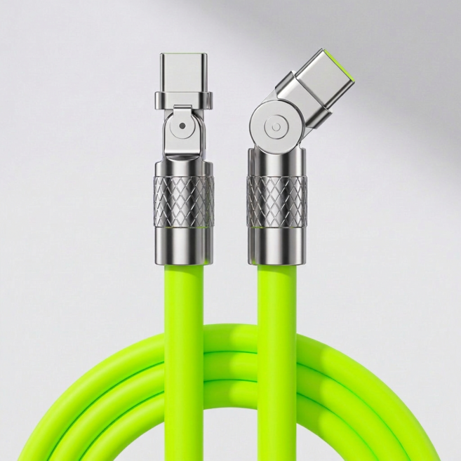 제이엘 120w 초고속 C to C 충전케이블 180도 회전 케이블, 1개, 그린, 1.5m
