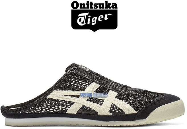 오니츠카타이거 멕시코 66 사봇 남녀 공용 뮬 슬립온 블랙 크림 1183C123.001