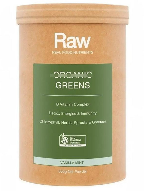 호주 로우 리얼푸드 뉴트리션 Raw Real Food Nutrients Greens 그린 바닐라민트맛 파우더, 1개, 500g