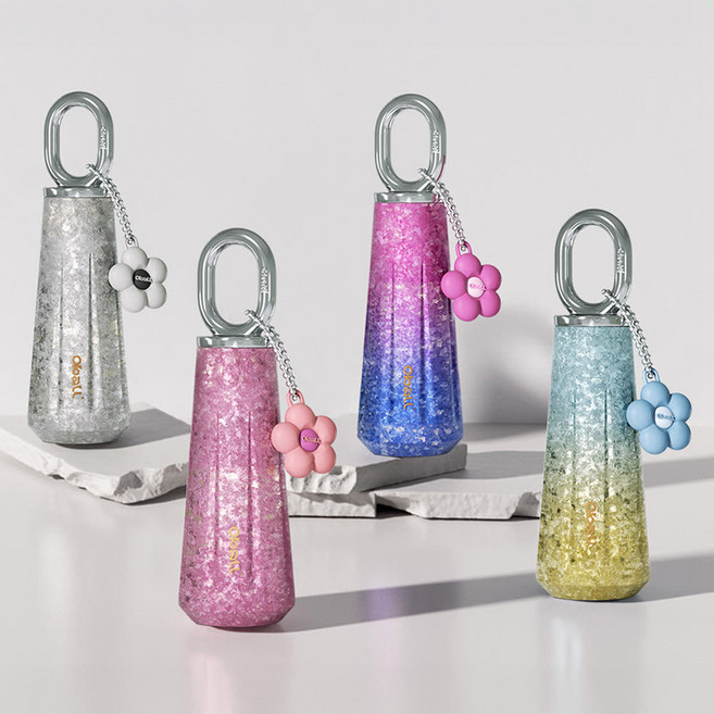 오볼 블러썸 티타늄 텀블러 필터망 손잡이 키링, 퍼플핑크, 1개, 450ml