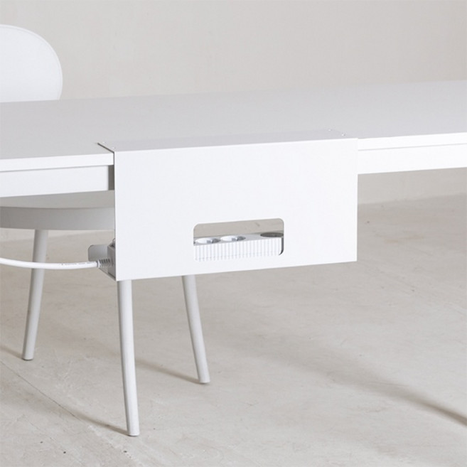 (파워존) 무타공 멀티탭 거치대 PH4048-WT 대형 플러스 (멀티탭 트레이 정리함), 1개