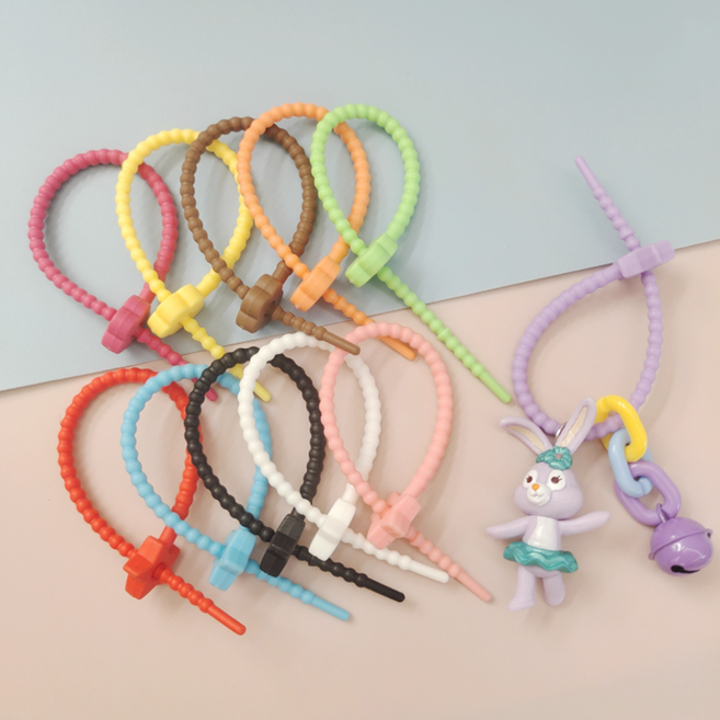 실리콘 케이블타이 키링재료 정리클립 콩 별 꽃 밴드, 옐로우, 1개