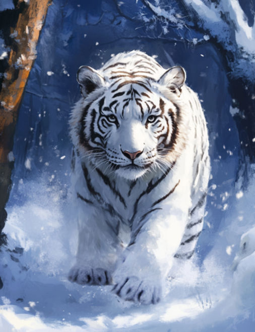 호우맘 액자 캔버스형 보석십자수 DIY 키트 40 x 50 cm, 1개, HM-123 백호설경