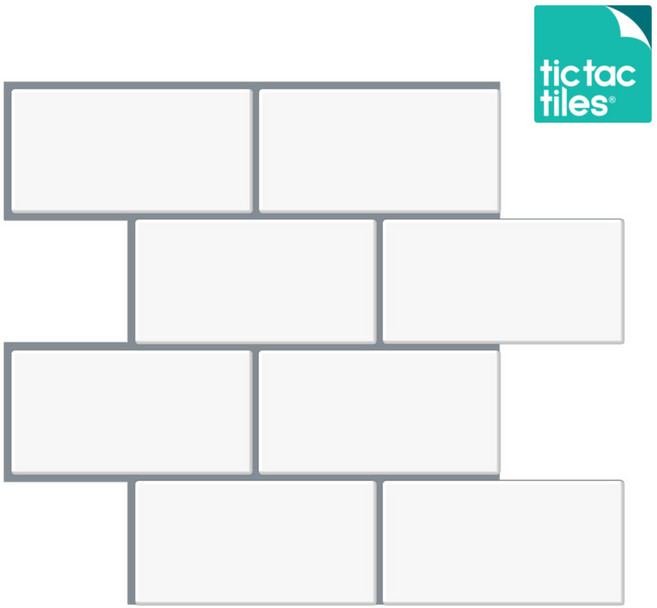 틱택타일 티커타일 빅써브웨이 모노화이트 붙이는타일 DIY 셀프인테리어, 1개