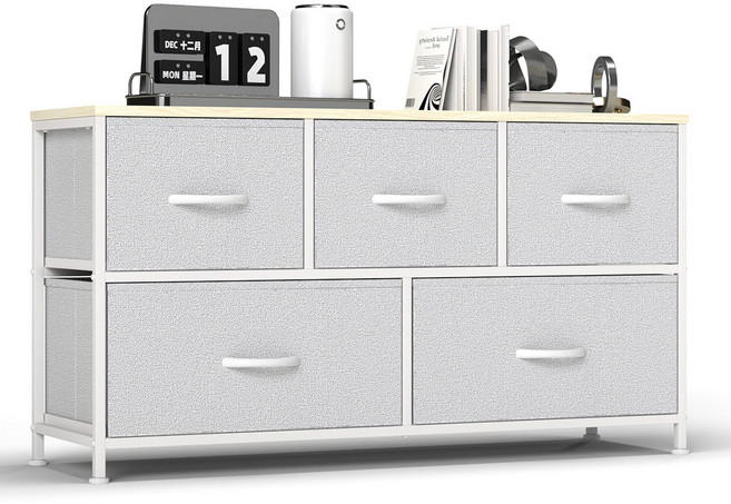 소웰홈 패브릭 2단5문 모던 TV수납장, 라이트그레이, 5단