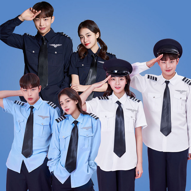 반티콜 공군사관 3컬러 남방 견장 패치 넥타이세트 졸업사진 체육대회 제복반티 반팔 긴팔