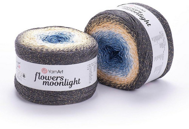 YarnArt Flowers Moonlight – 메탈릭 루렉스가 있는 그라데이션 면 아크릴 실 250g(9.17온스) 1093야드 - 코바늘 뜨개질 뜨개질 숄 및 DI, 3287