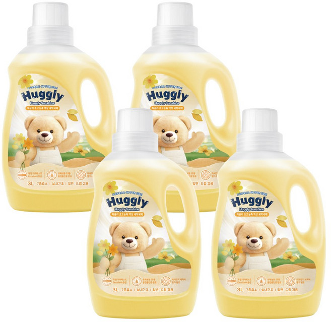 허글리 초고농축 액상 세탁세제 허글리선샤인, 4개, 3L