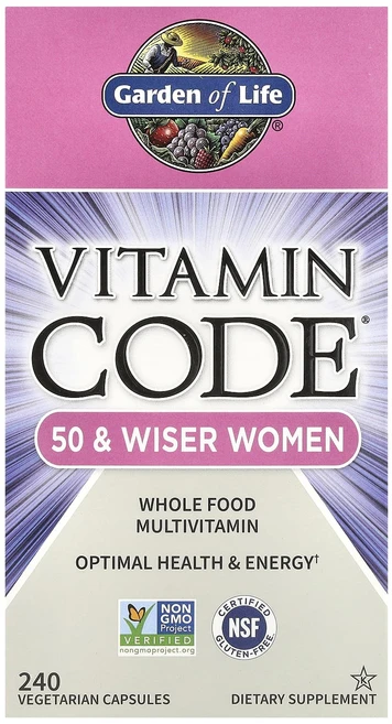 Garden of Life Vitamin Code 여성용 천연 식품 종합비타민 50세 이상 베지 캡슐 240정, GardenofLifeVitaminCode여성용천연식품, 1개 - 쿠팡