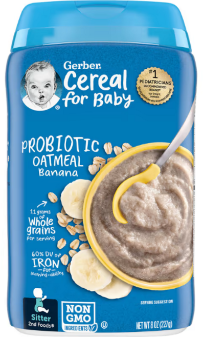 거버 Gerber 프로바이오틱 오트밀 시리얼 바나나 227g(8oz) GBR-07008, 1개, 227g
