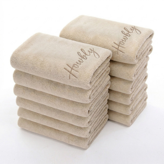 하우블리 프리미엄 먼지없는 고급 호텔 수건, 12개, 오트밀