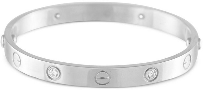 까르띠에 중고 러브 18K 화이트 골드 다이아몬드 브레이슬릿