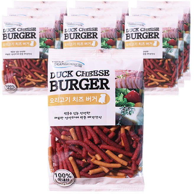 펫더맨 치즈버거 져키, 오리고기, 100g, 10개