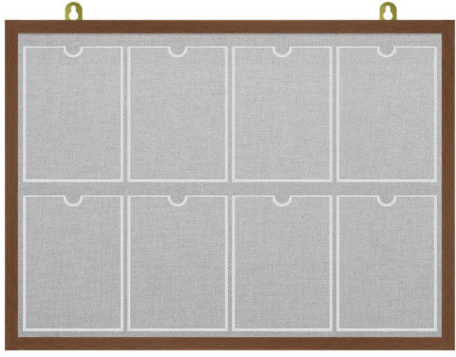 제이에스칠판 아크릴 포켓 A4 게시판 2열8구 1090x770mm, 회색, 월넛