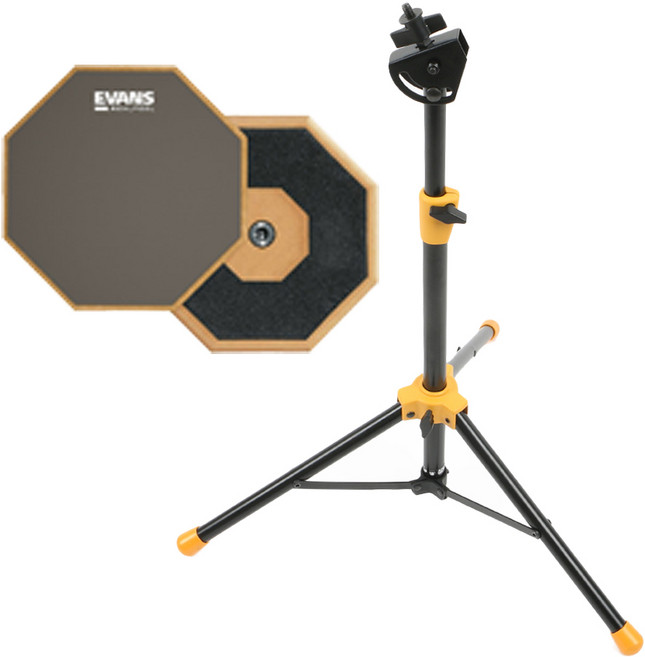 EVANS Real Feel 6인치 드럼 연습패드와 BEAT FINGERS BF-ST108B 호환 스탠드 포함 패키지, 1세트, 그레이 고무판 / 블랙 스탠드, RF6GM + BF-ST108B