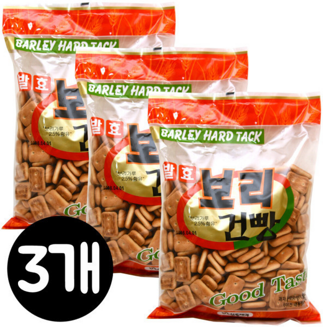 발효보리건빵 /보리과자/밀펑/전투식량 으로 중량변경, 500g, 3개