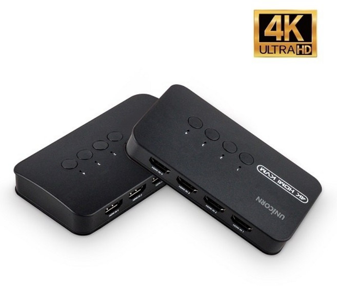 유니콘 4K 4포트 HDMI 모니터 키보드마우스 USB공유 KVM 스위치, 1개