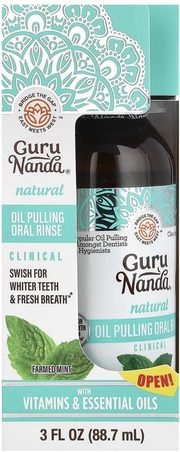 건강챙기세요 GuruNanda 천연 오일 풀링 구강 린스 재배 민트 88.7ml(3fl oz) 백살까지오래오래, GuruNanda천연오일풀링구강린스재배민트887ml3f, 1개, 88.7ml - 쿠팡