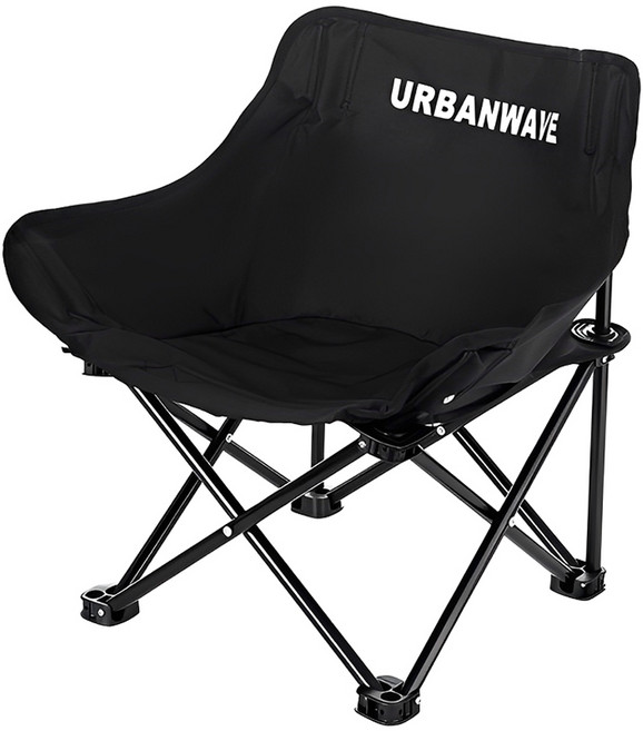 URBANWAVE 兒童折疊椅 月亮椅 露營椅 釣魚凳 沙灘椅 野餐椅 便攜椅子 三層加棉 承重80公斤, 磨砂黑, 1個