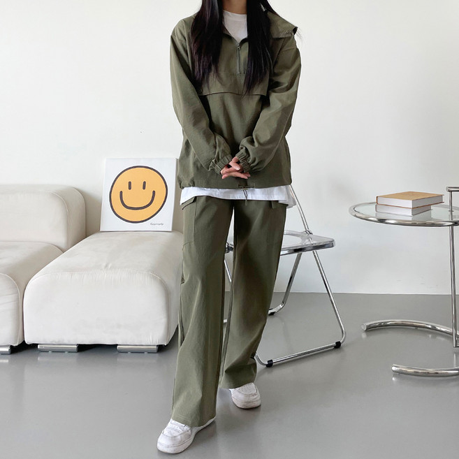쏘옷 여성용 투에니 아노락 와이드 팬츠 상하의 세트
