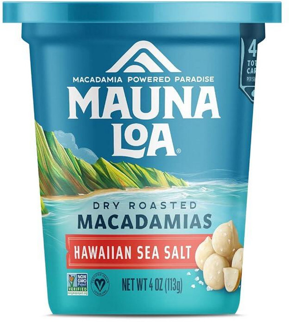 Mauna Loa 프리미엄 하와이안 로스트 마카다미아 견과류 바다 소금맛 231026, 하와이안 바다 소금, 4 Oz Cup, 1개