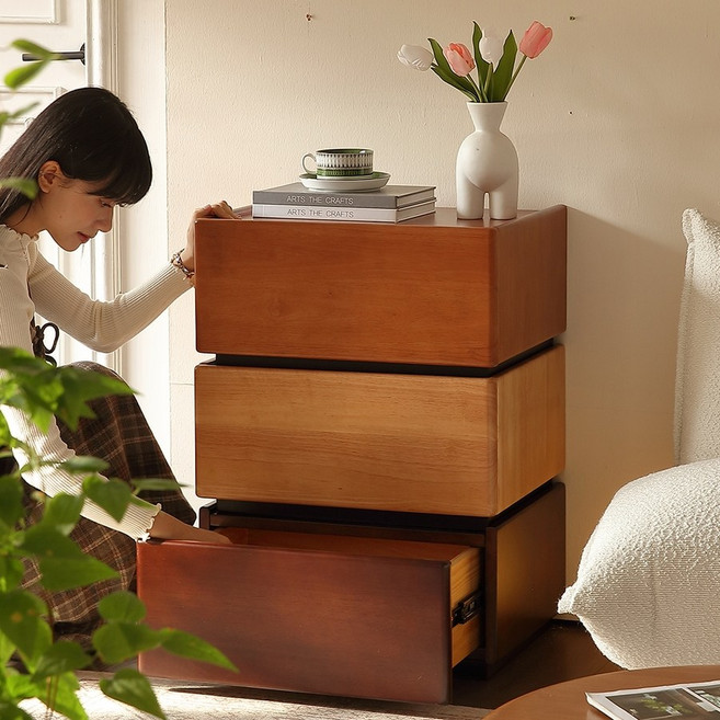 일공이오마켓 침실 침대 옆 탁자 원목진열장 장식장가구 원목미니진열장 원목3단진열장 원목 보관함, 3단복합캐비닛