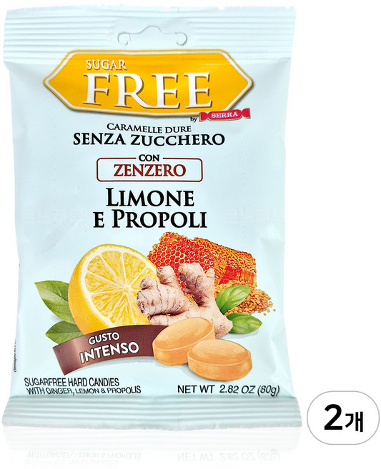 세라 슈가프리 레몬&진저 캔디 상큼하고 알싸한 무설탕 캔디, 2개, 80g