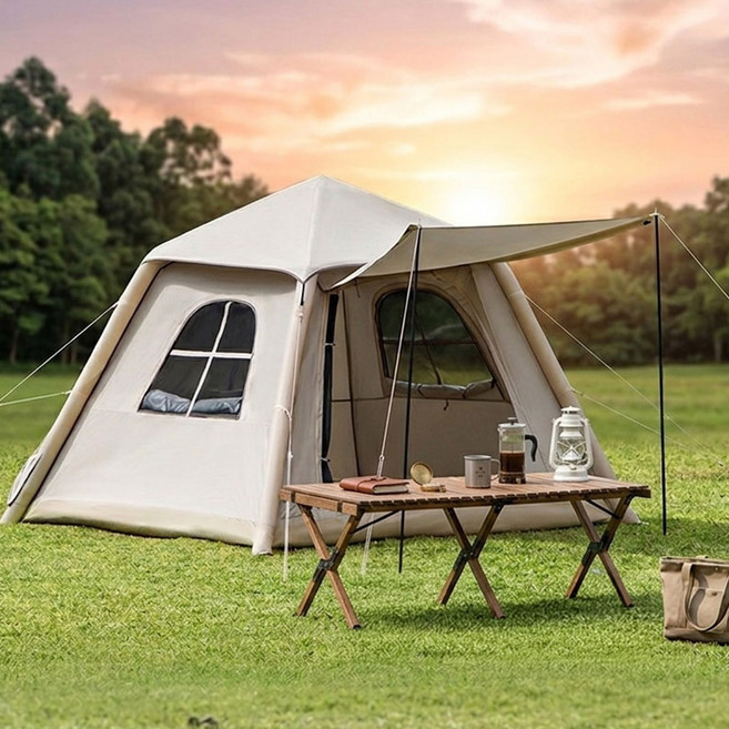 캠핑글램아웃 에어텐트 초경량 자동설치 감성 캠핑 8890, 3-4인용, 베이지