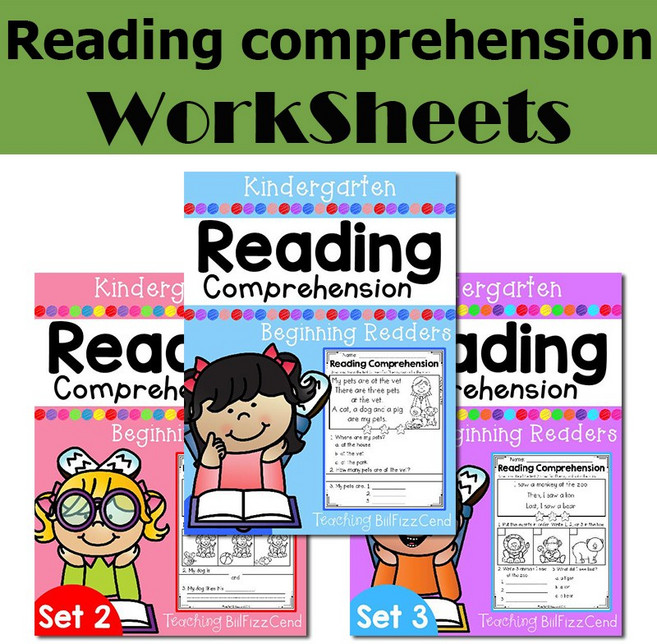 Kindergarten Reading Comprehension 학습 영어 홈스쿨 워크북 알파벳 쓰기 유아 영어 워크북, 3 Set (81pages)