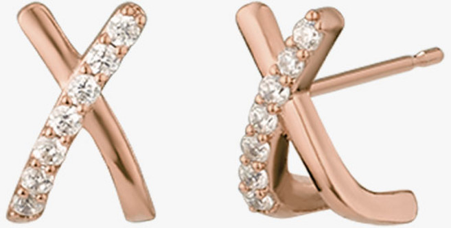 골드앤디어 14KGF 스티치 큐빅 크로스 귀걸이