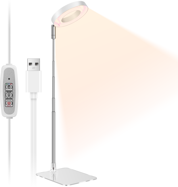 Raygrov 백색 식물 재배등 백색 광환 식물등 LED 실내 재배등 4단계 조광 타이머 기능(4H / 8H / 12H) 높이 조절 가능 에너지 절약 태양광 모의 실내 재배, 1개