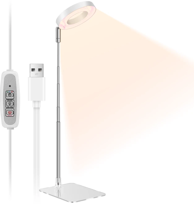 Raygrov 백색 식물 재배등 백색 광환 식물등 LED 실내 재배등 4단계 조광 타이머 기능(4H / 8H / 12H) 높이 조절 가능 에너지 절약 태양광 모의 실내 재배, 1개 - 쿠팡