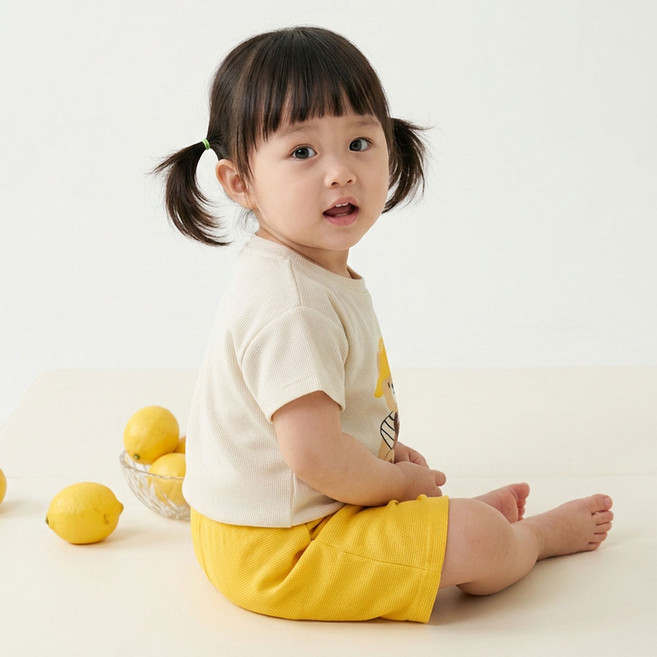 에뜨람 아기 상하복세트 반팔 곰돌이 반바지 셋업 신생아 내의 백일 돌아기 여름 KC인증상품