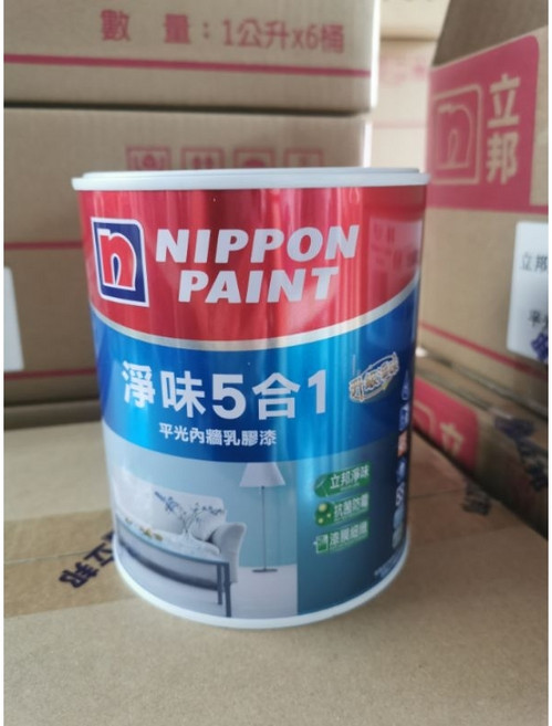 立邦 NIPPON PAINT 淨味5合1平光內牆乳膠漆 1公升 玫瑰白 防霉耐擦洗 覆蓋細裂紋, 1個, 1公升,玫瑰白