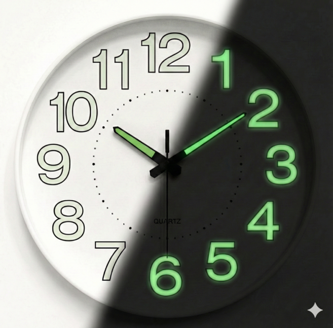 포근상점 예쁜 벽시계 야광 인테리어 무소음 벽걸이 시계, 화이트, 25cm