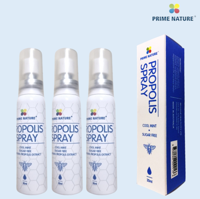 프라임네이처 호주 프로폴리스 스프레이 호주산 뿌리는 구강 무설탕, 30ml, 3개